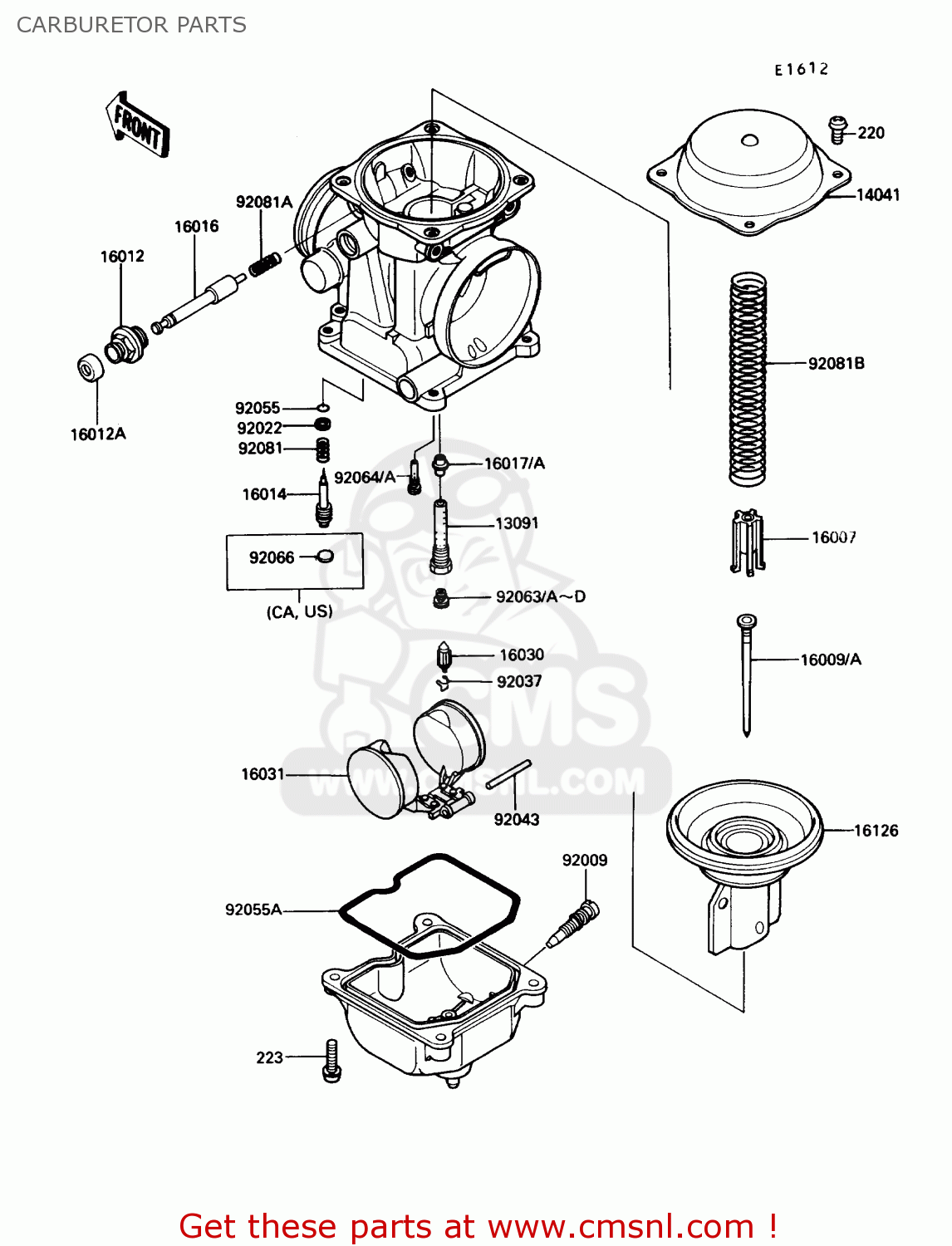 CARBURETOR PARTS EN450A6 454LTD 1990 USA CALIFORNIA CANADA