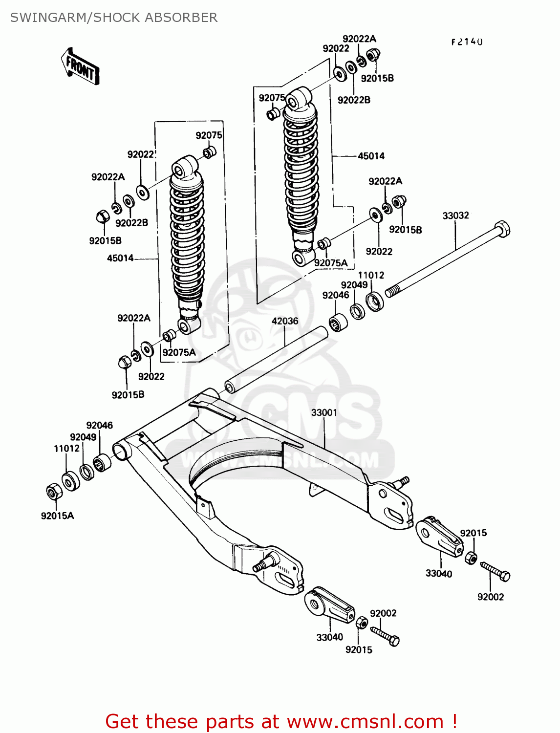 SWINGARM/SHOCK ABSORBER EN450A6 454LTD 1990 USA CALIFORNIA CANADA