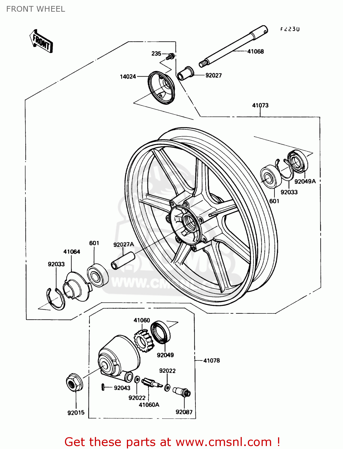 FRONT WHEEL EN450A6 454LTD 1990 USA CALIFORNIA CANADA