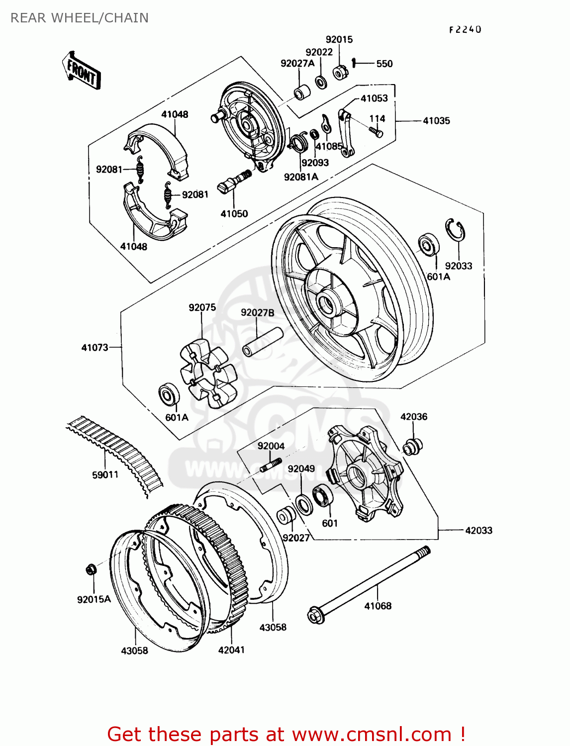 REAR WHEEL/CHAIN EN450A6 454LTD 1990 USA CALIFORNIA CANADA