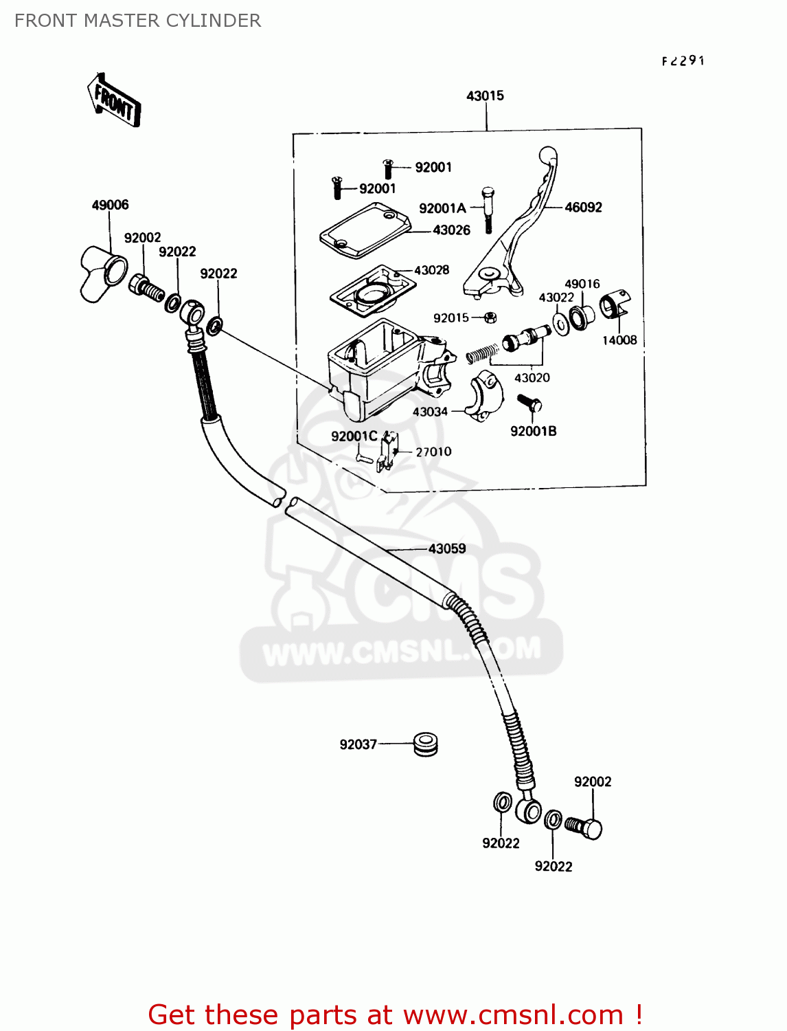 FRONT MASTER CYLINDER EN450A6 454LTD 1990 USA CALIFORNIA CANADA