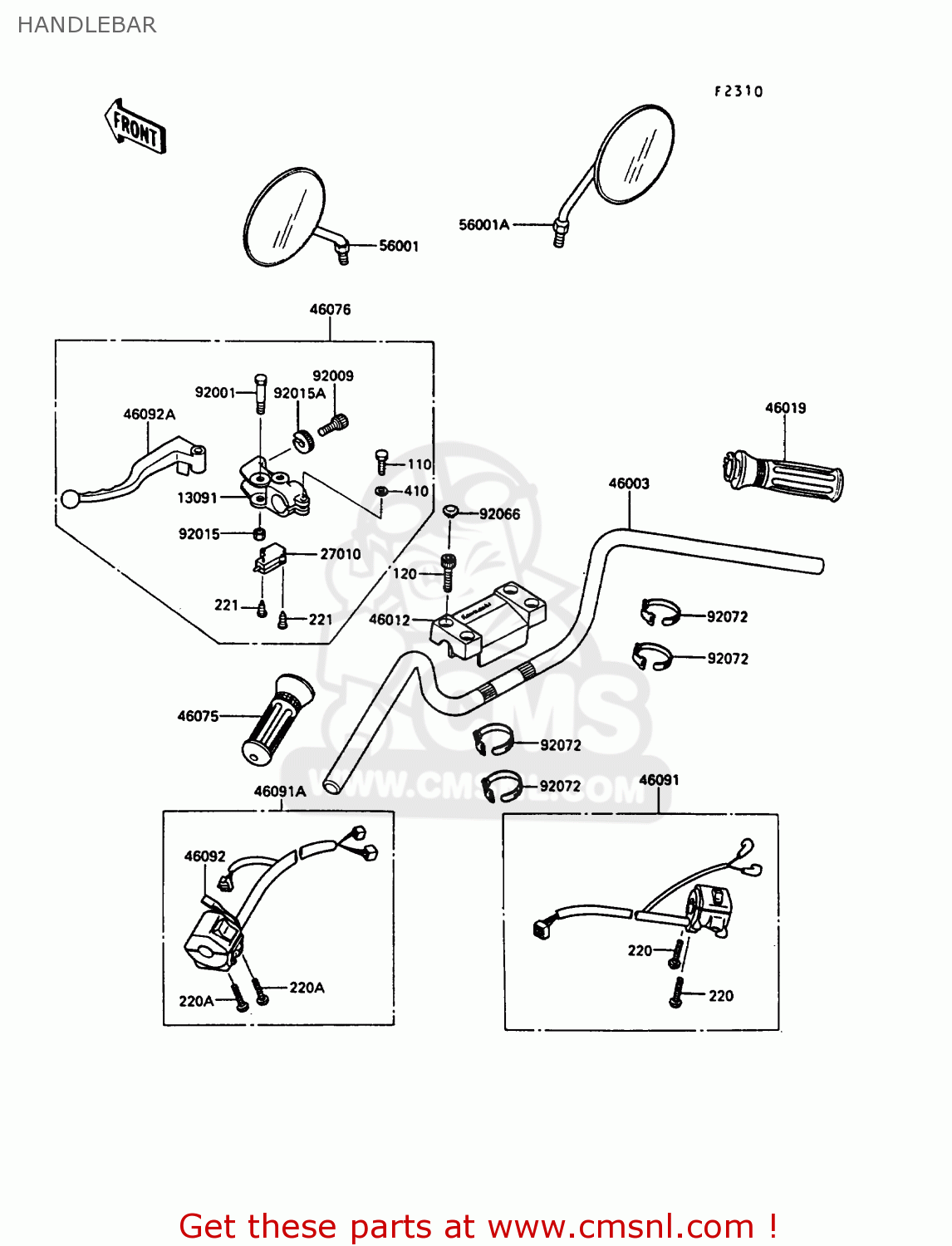 HANDLEBAR EN450A6 454LTD 1990 USA CALIFORNIA CANADA