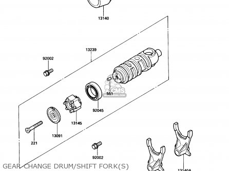 GEAR CHANGE DRUM/SHIFT FORK(S) - EN450A6 454LTD 1990 USA CALIFORNIA CANADA