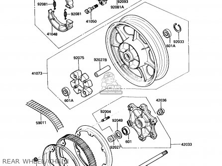 REAR WHEEL/CHAIN - EN450A6 454LTD 1990 USA CALIFORNIA CANADA
