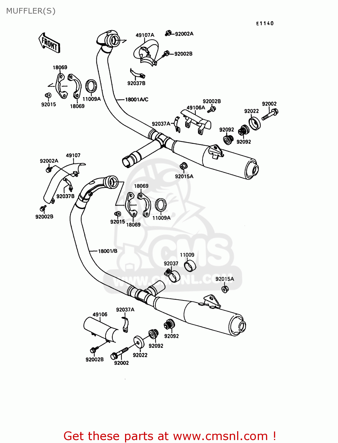 MUFFLER(S) EN500A1 1990 EUROPE UK FR AR FG IT NR SD SP ST