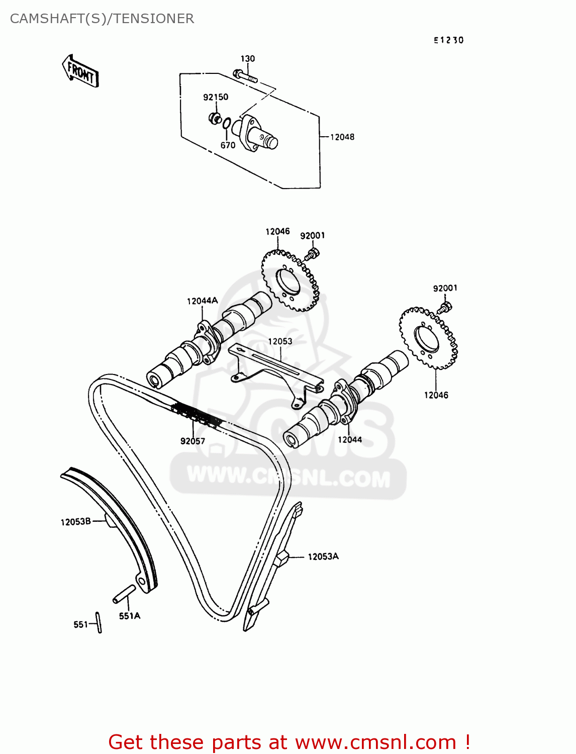 CAMSHAFT(S)/TENSIONER EN500A1 1990 EUROPE UK FR AR FG IT NR SD SP ST