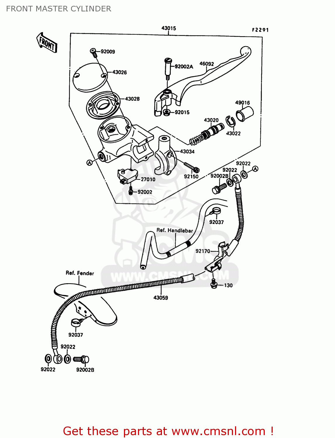 FRONT MASTER CYLINDER EN500A1 1990 EUROPE UK FR AR FG IT NR SD SP ST