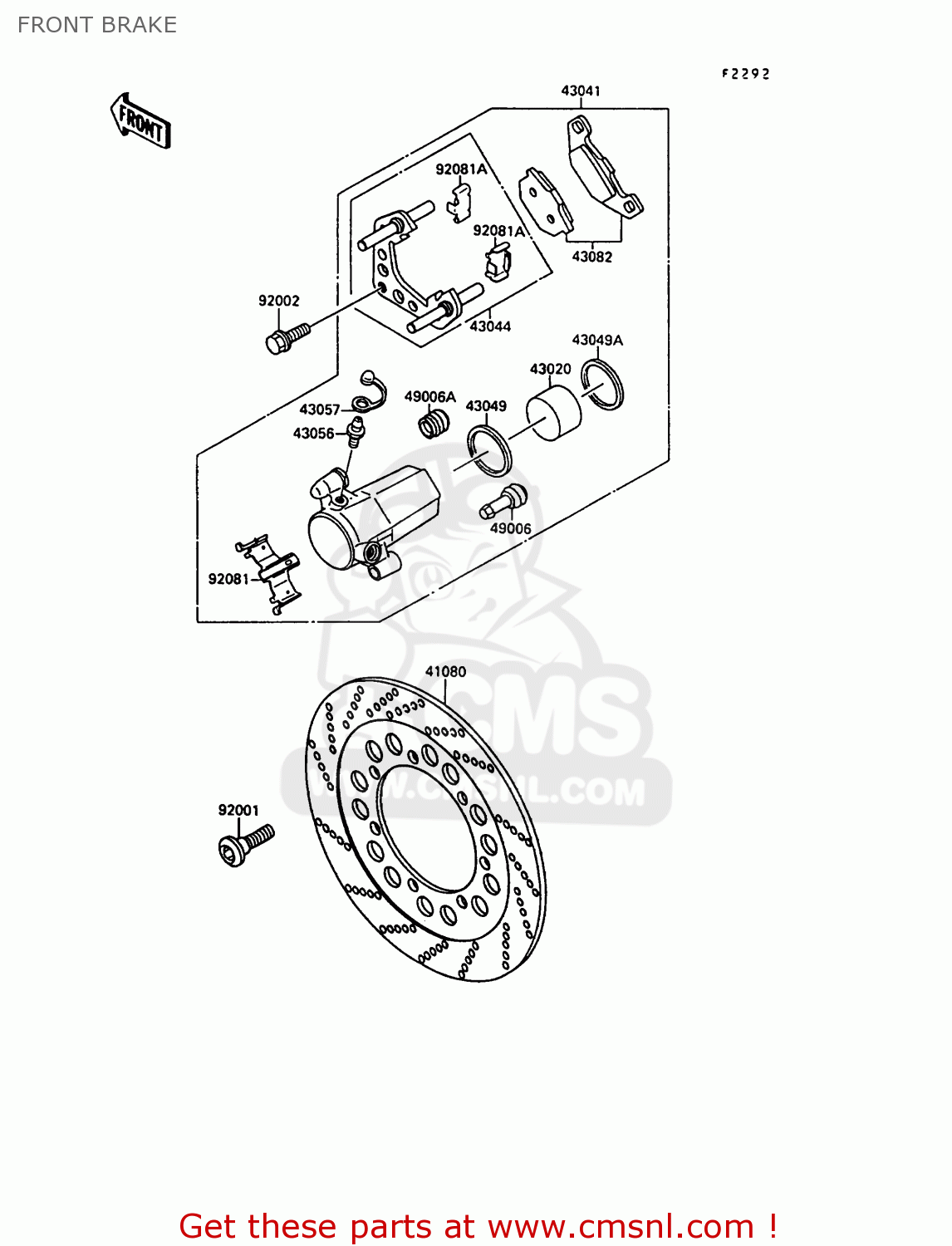 FRONT BRAKE EN500A1 1990 EUROPE UK FR AR FG IT NR SD SP ST