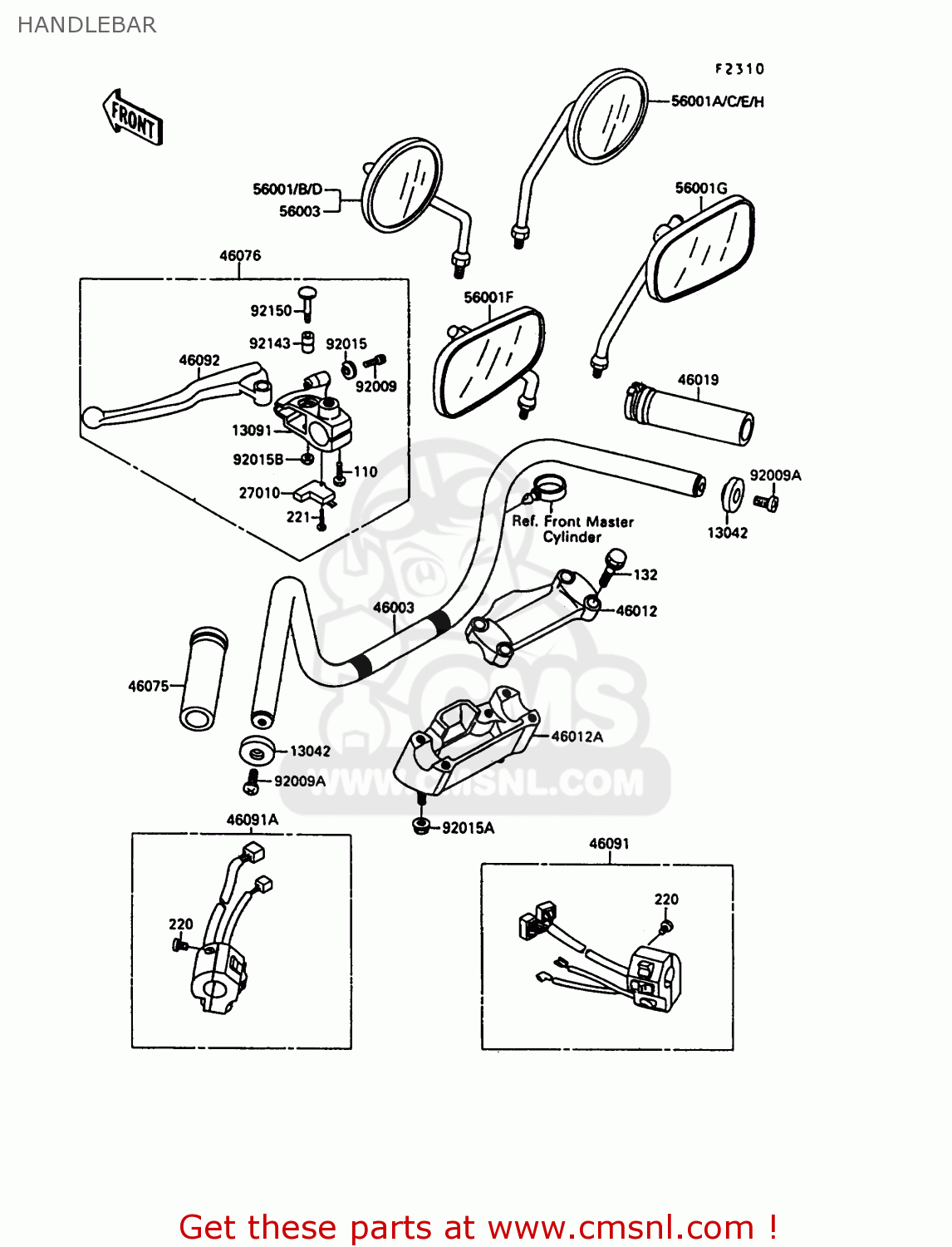 HANDLEBAR EN500A1 1990 EUROPE UK FR AR FG IT NR SD SP ST