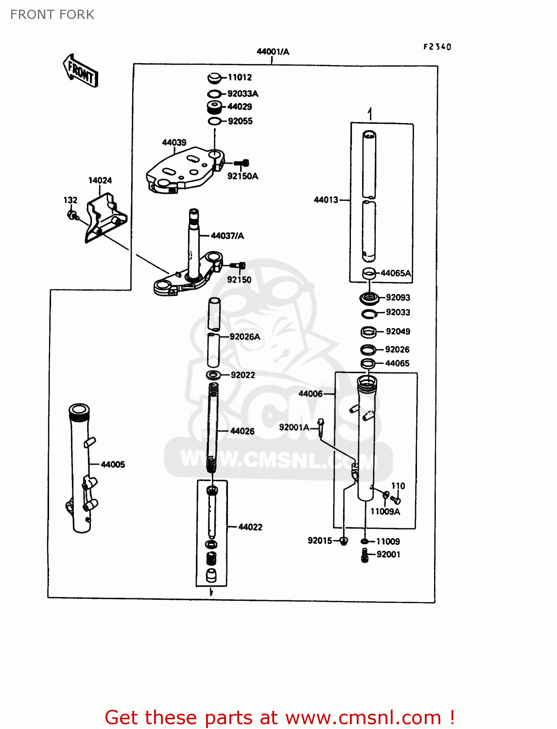 FRONT FORK EN500A1 1990 EUROPE UK FR AR FG IT NR SD SP ST