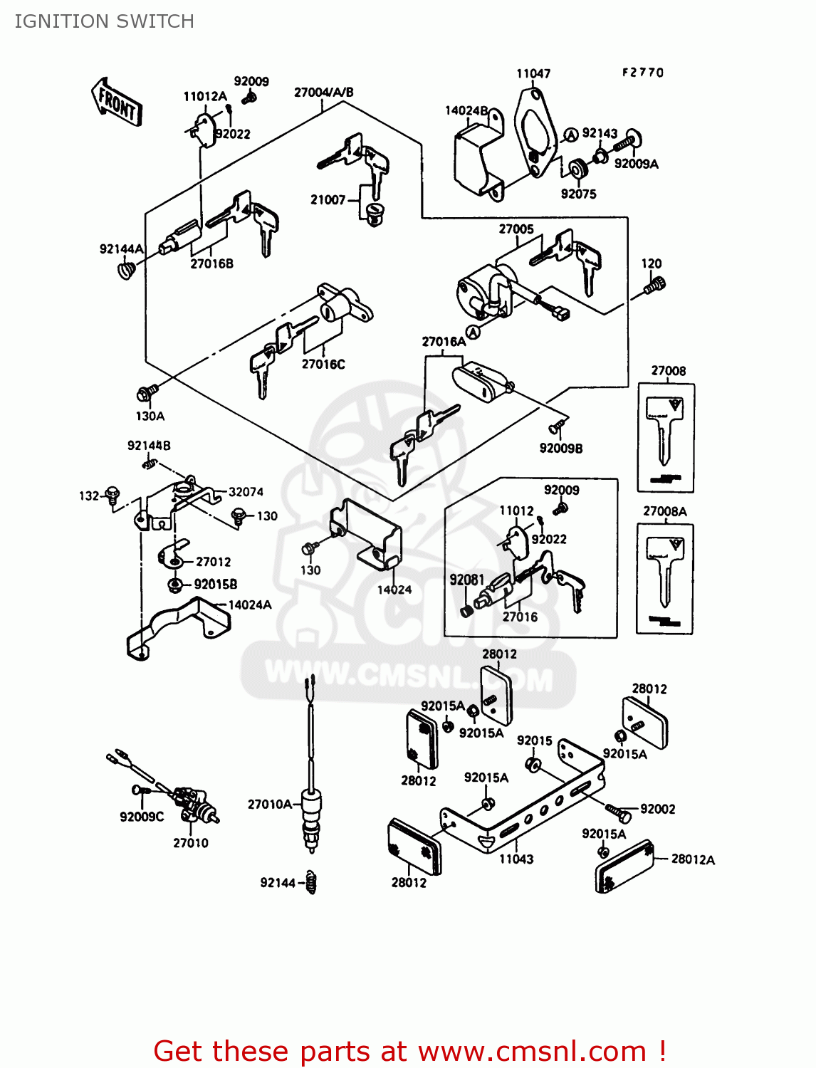 IGNITION SWITCH EN500A1 1990 EUROPE UK FR AR FG IT NR SD SP ST