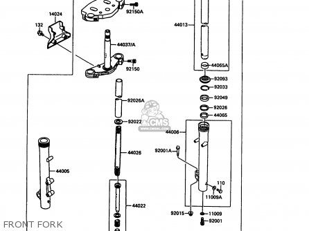FRONT FORK - EN500A1 1990 EUROPE UK FR AR FG IT NR SD SP ST