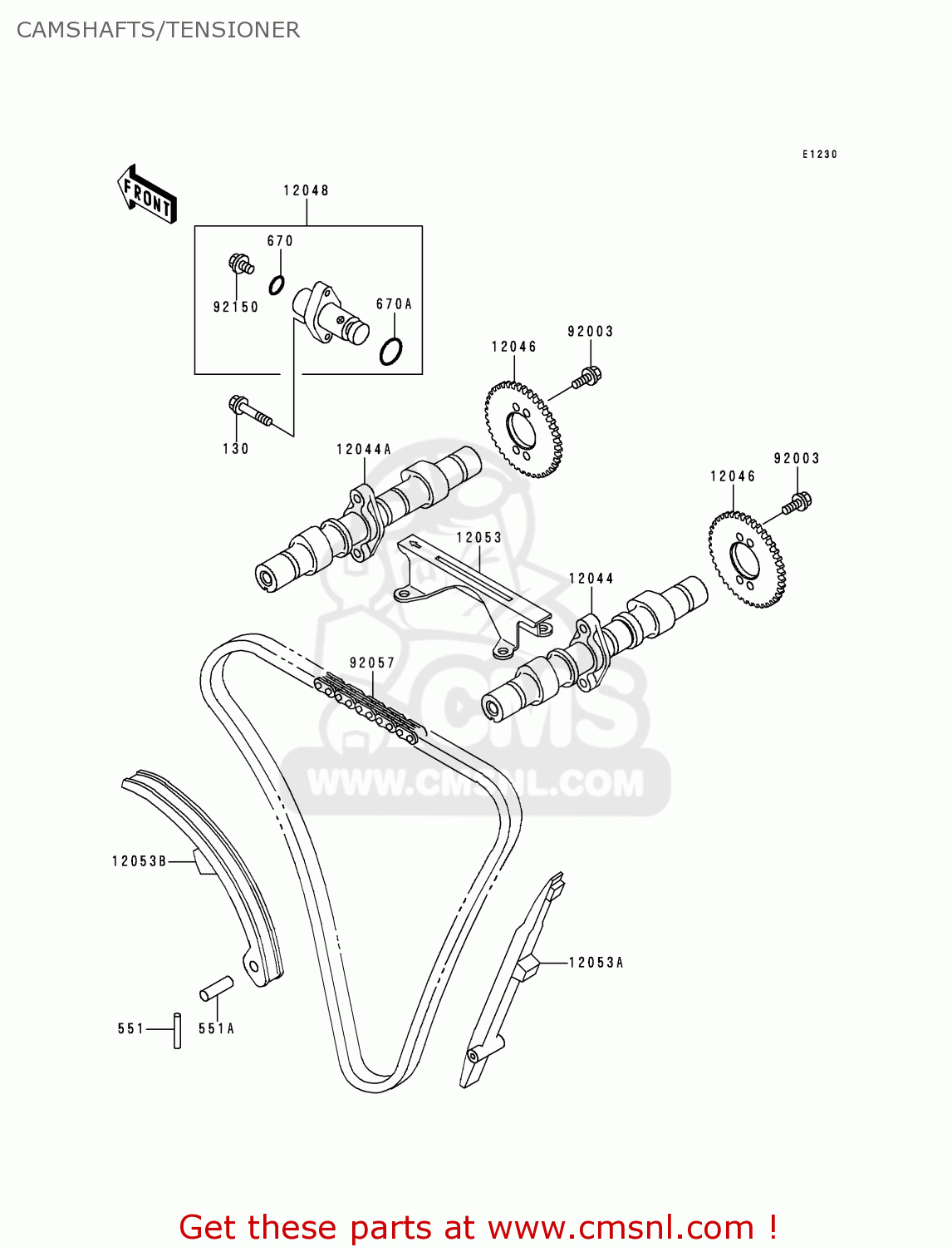 CAMSHAFTS/TENSIONER EN500A1 VULCAN500 1990 USA CALIFORNIA