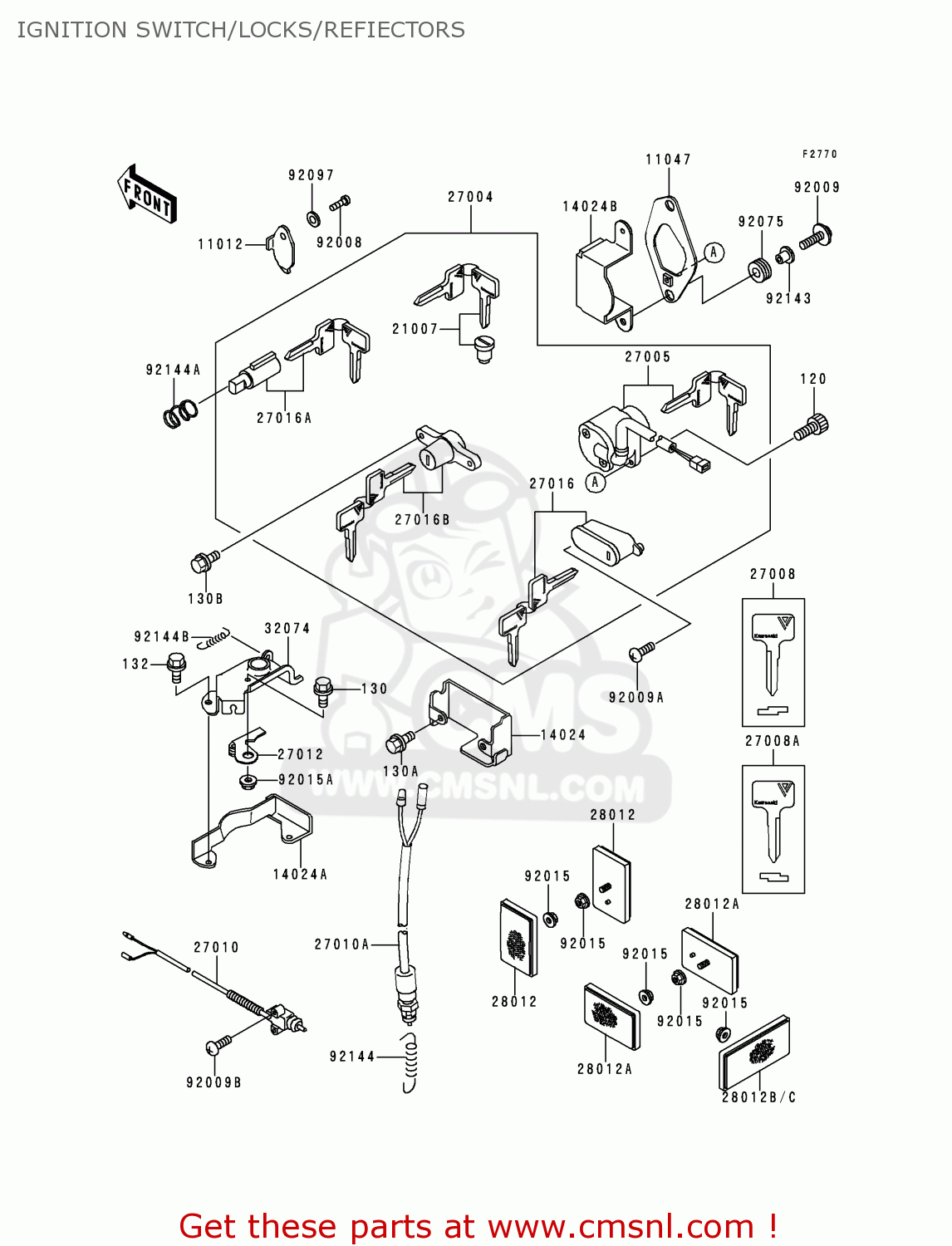 IGNITION SWITCH/LOCKS/REFIECTORS EN500A1 VULCAN500 1990 USA CALIFORNIA