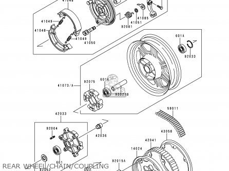 REAR WHEEL/CHAIN/COUPLING - EN500A1 VULCAN500 1990 USA CALIFORNIA