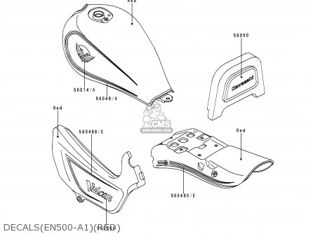 DECALS(EN500-A1)(RED) - EN500A1 VULCAN500 1990 USA CALIFORNIA