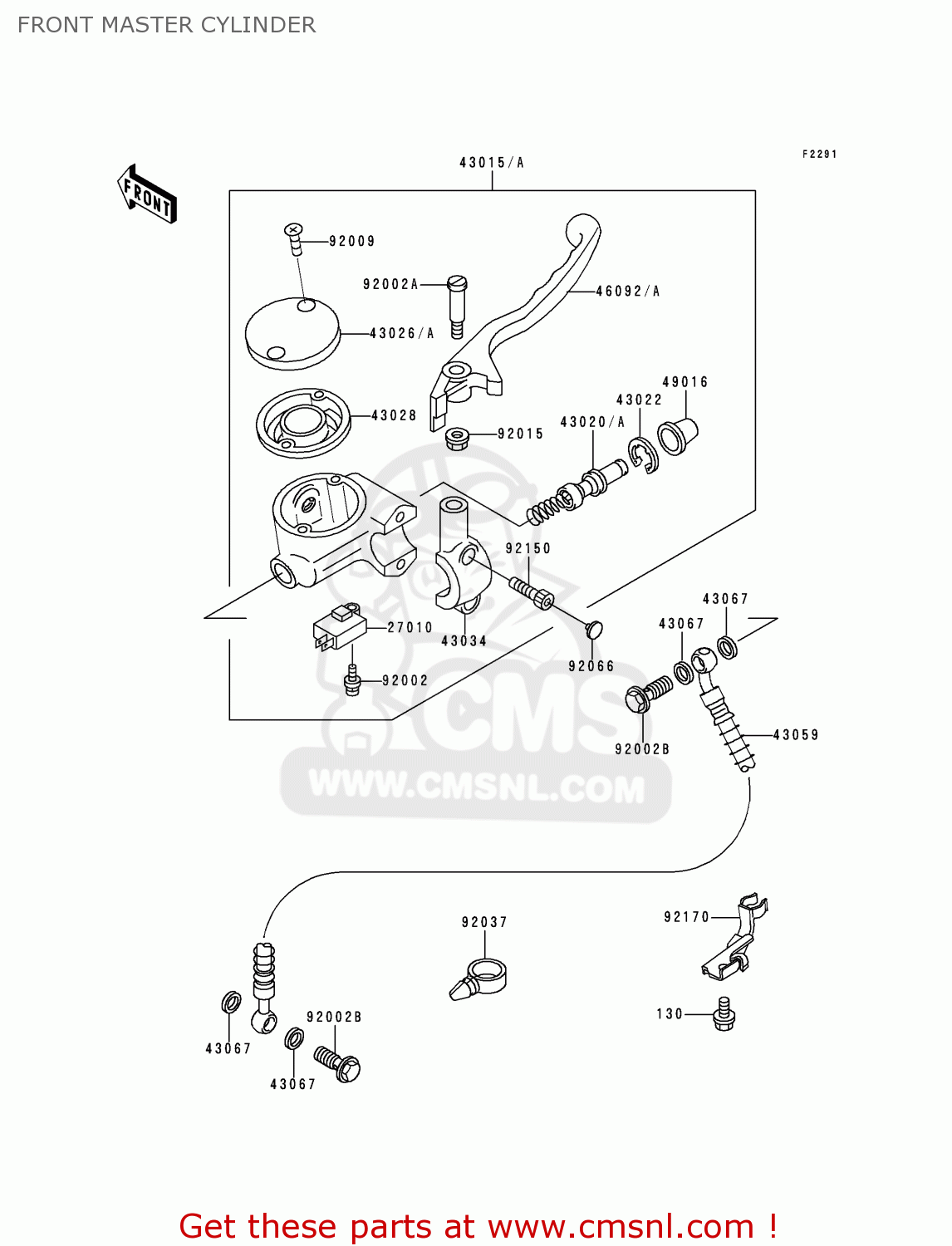 FRONT MASTER CYLINDER EN500A2 VULCAN500 1991 USA CALIFORNIA CANADA