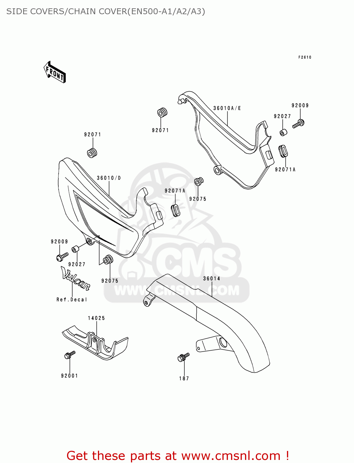 SIDE COVERS/CHAIN COVER(EN500-A1/A2/A3) EN500A2 VULCAN500 1991 USA CALIFORNIA CANADA