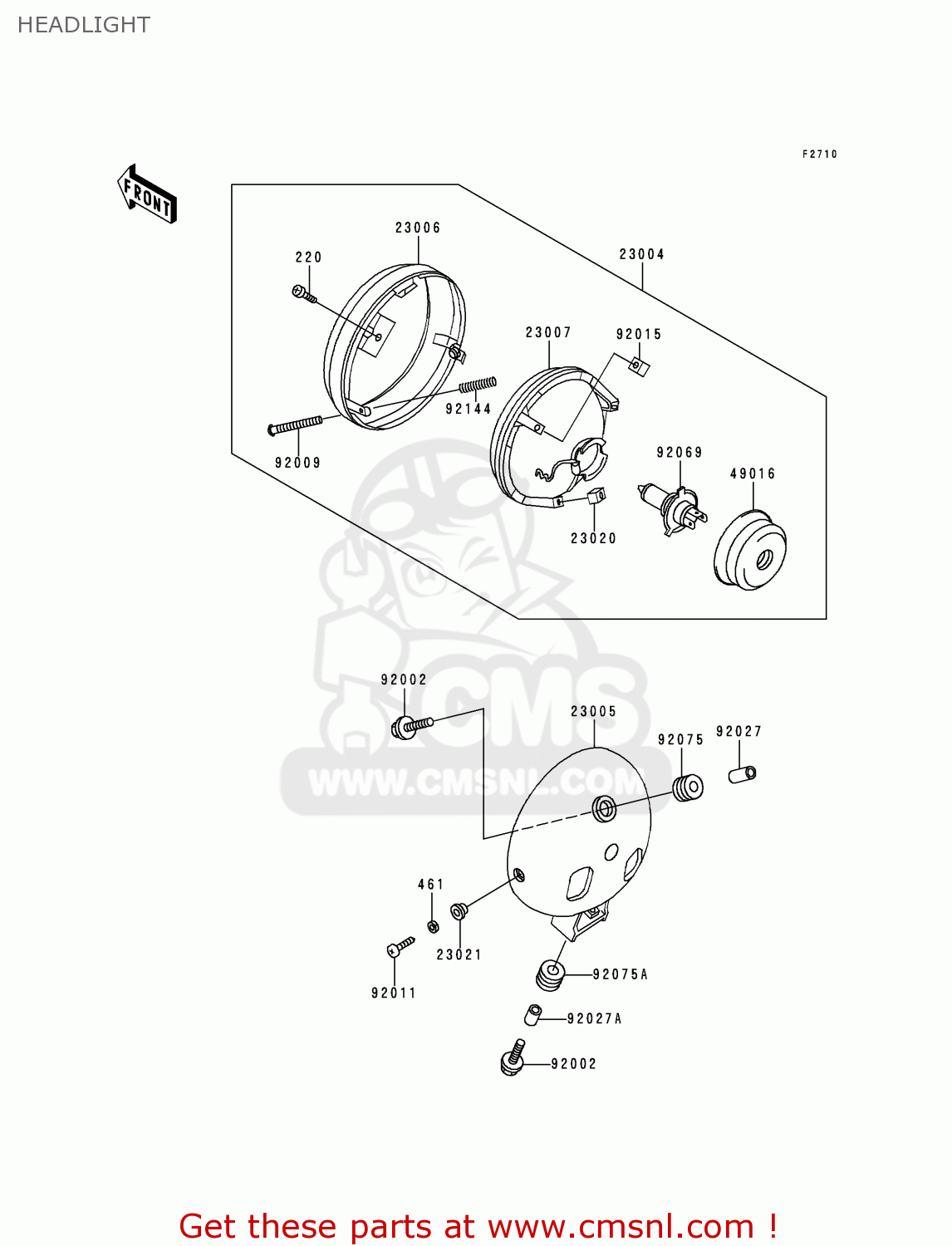 HEADLIGHT EN500A2 VULCAN500 1991 USA CALIFORNIA CANADA