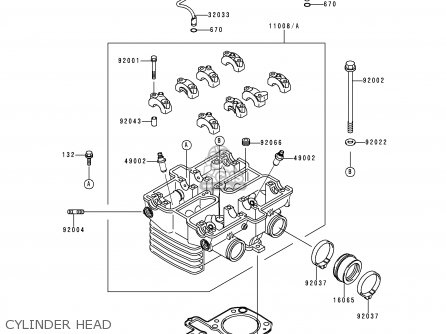 CYLINDER HEAD - EN500A2 VULCAN500 1991 USA CALIFORNIA CANADA
