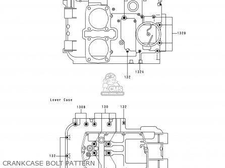 CRANKCASE BOLT PATTERN - EN500A2 VULCAN500 1991 USA CALIFORNIA CANADA