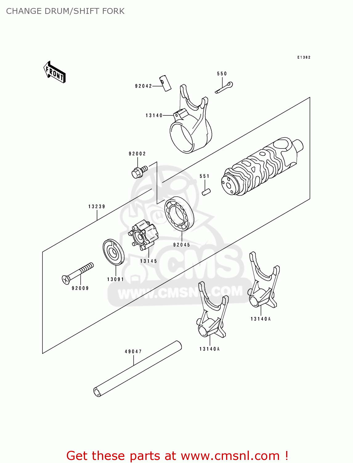 CHANGE DRUM/SHIFT FORK EN500A3 1992 EUROPE UK FR AR FG GR IT NR SD SP ST