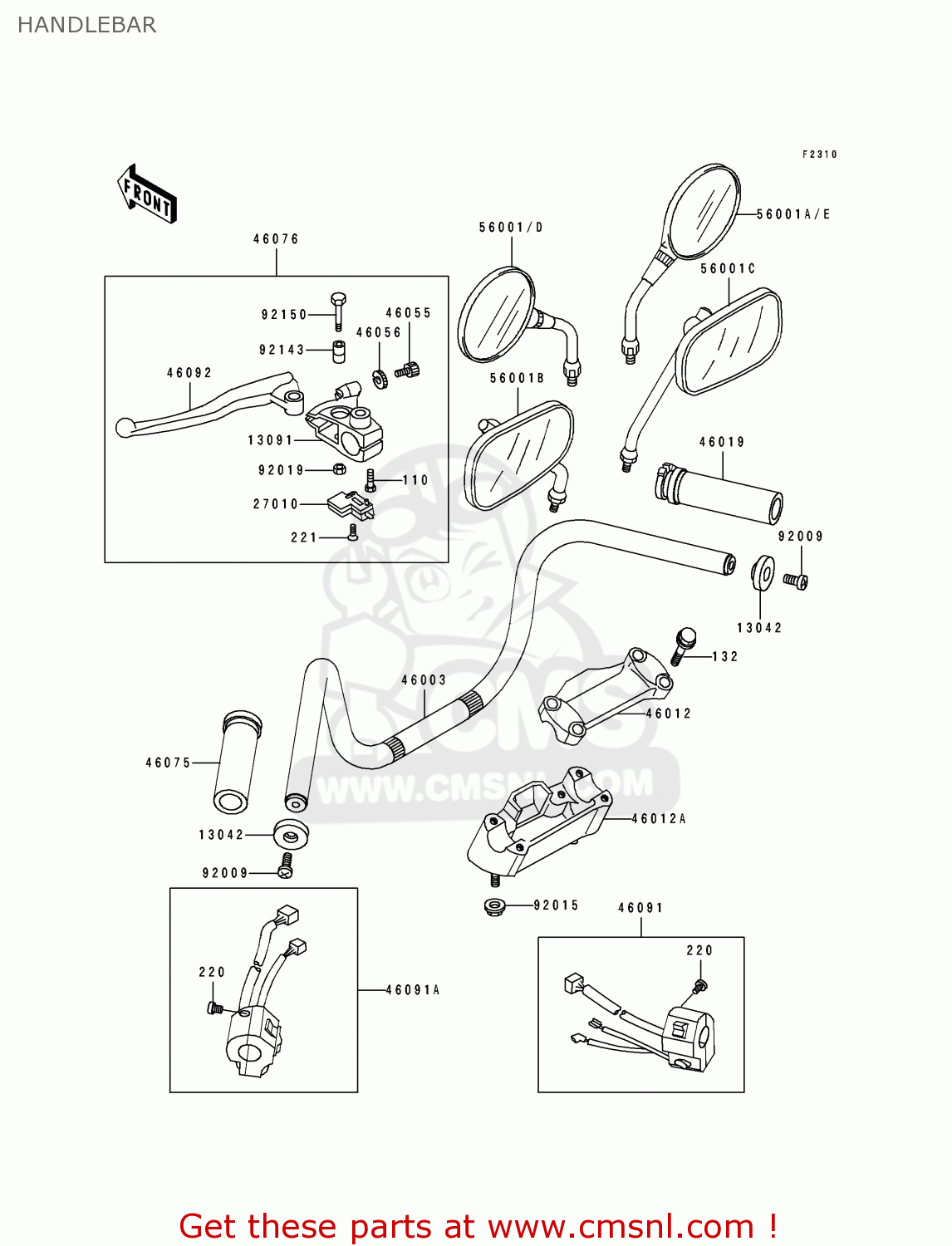 HANDLEBAR EN500A3 1992 EUROPE UK FR AR FG GR IT NR SD SP ST