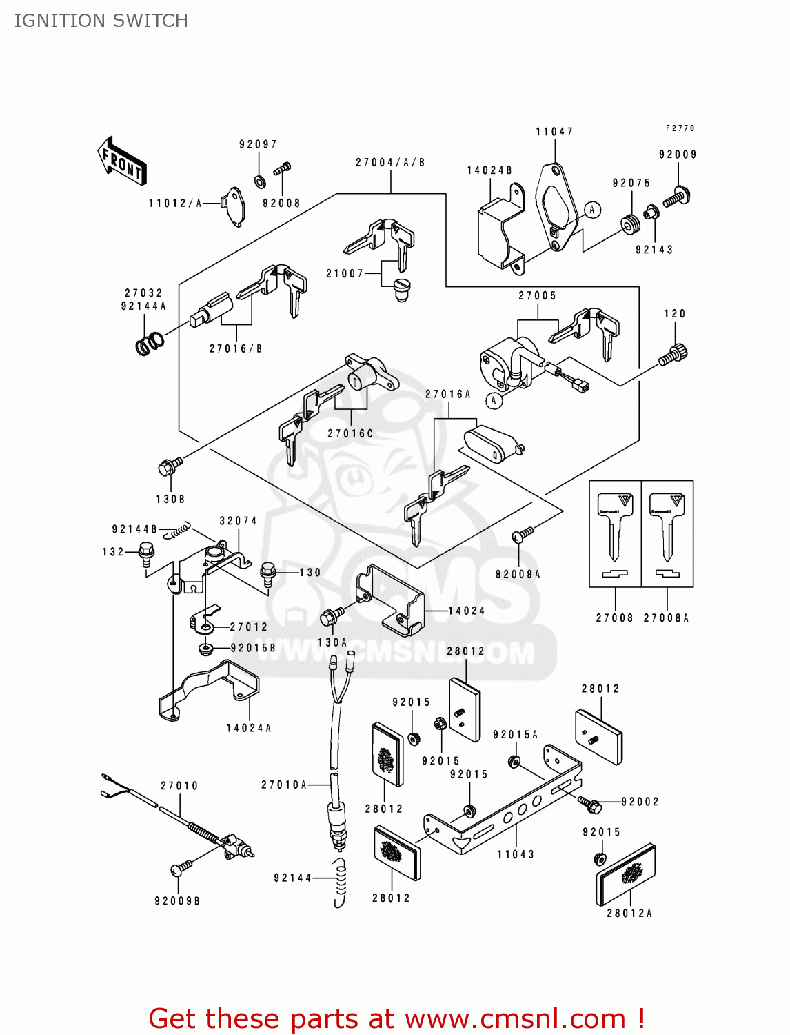 IGNITION SWITCH EN500A3 1992 EUROPE UK FR AR FG GR IT NR SD SP ST