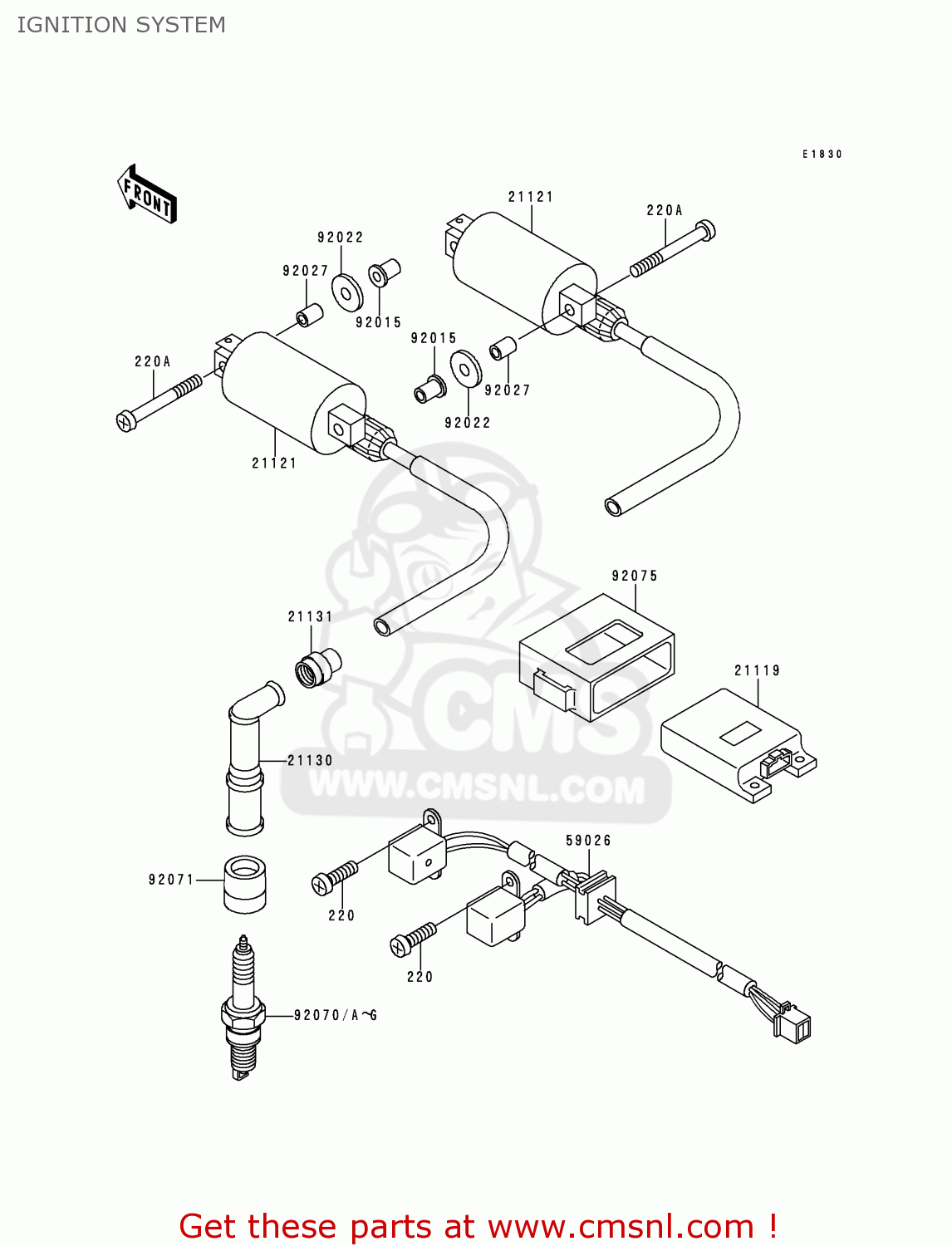 IGNITION SYSTEM EN500A3 VULCAN500 1992 USA CALIFORNIA CANADA