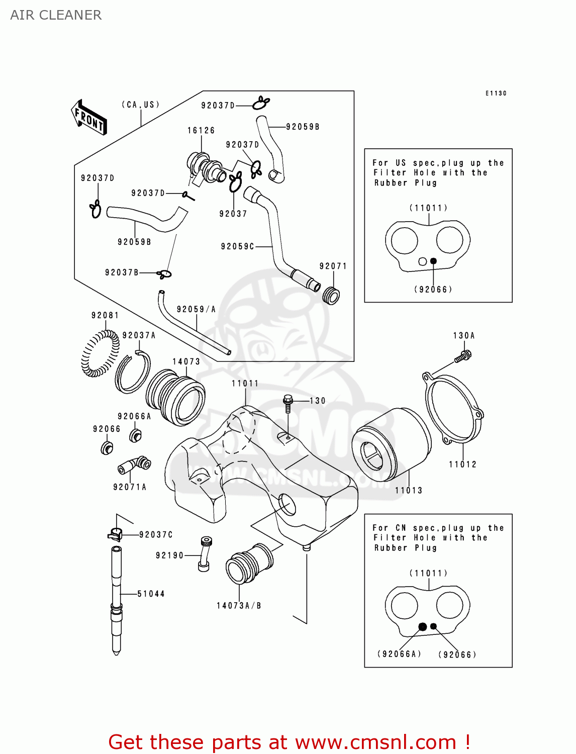 AIR CLEANER EN500A4 VULCAN500 1993 USA CALIFORNIA CANADA