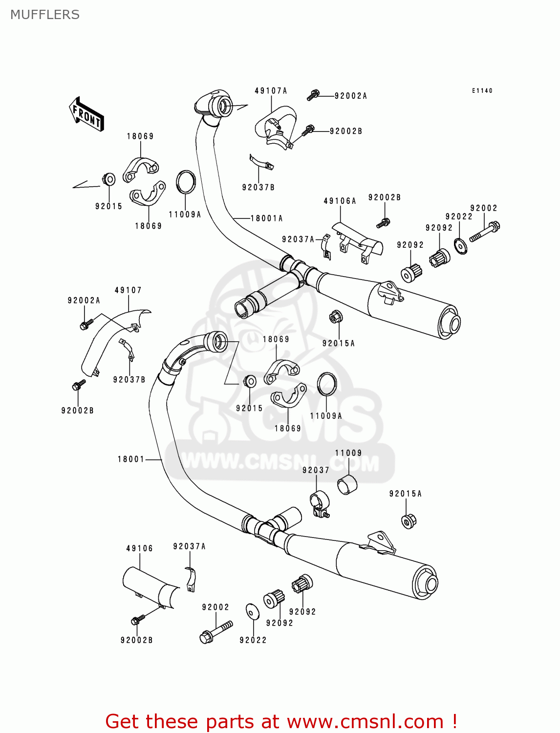 MUFFLERS EN500A4 VULCAN500 1993 USA CALIFORNIA CANADA