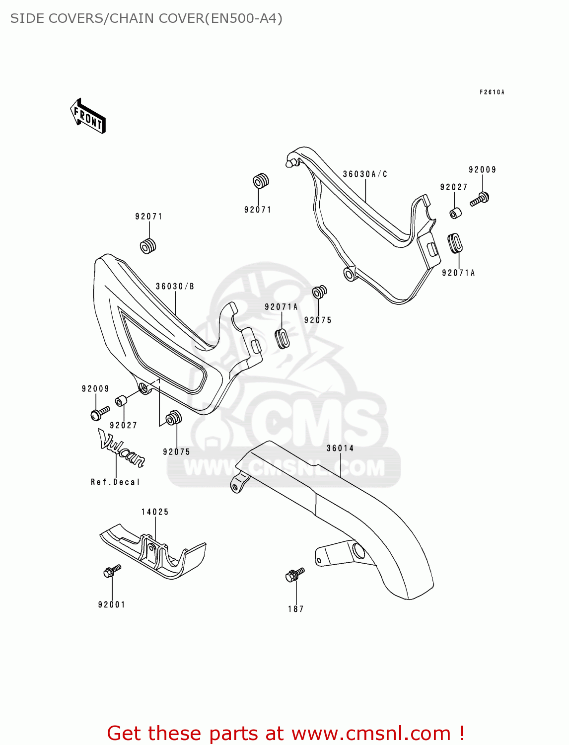 SIDE COVERS/CHAIN COVER(EN500-A4) EN500A4 VULCAN500 1993 USA CALIFORNIA CANADA
