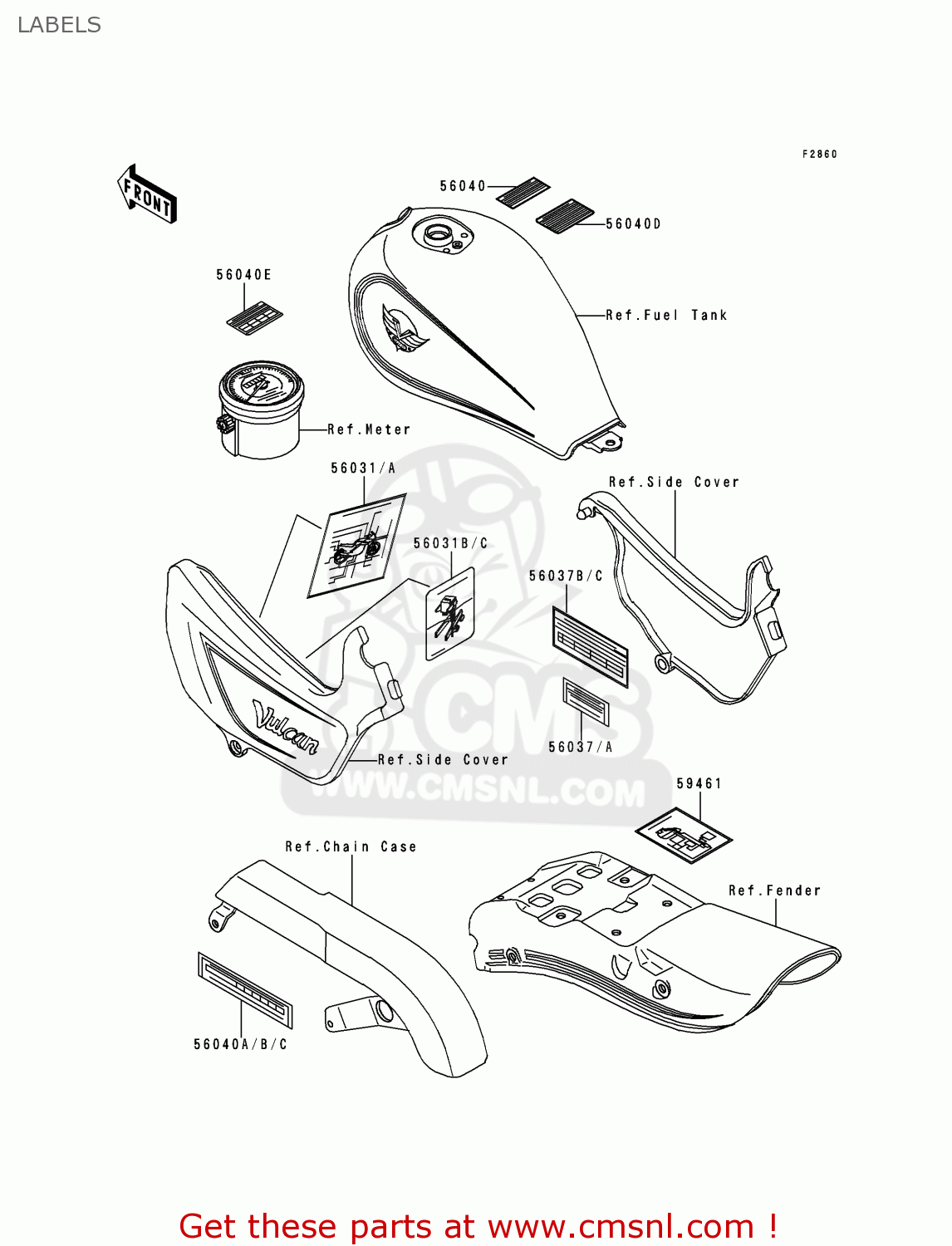 LABELS EN500A4 VULCAN500 1993 USA CALIFORNIA CANADA