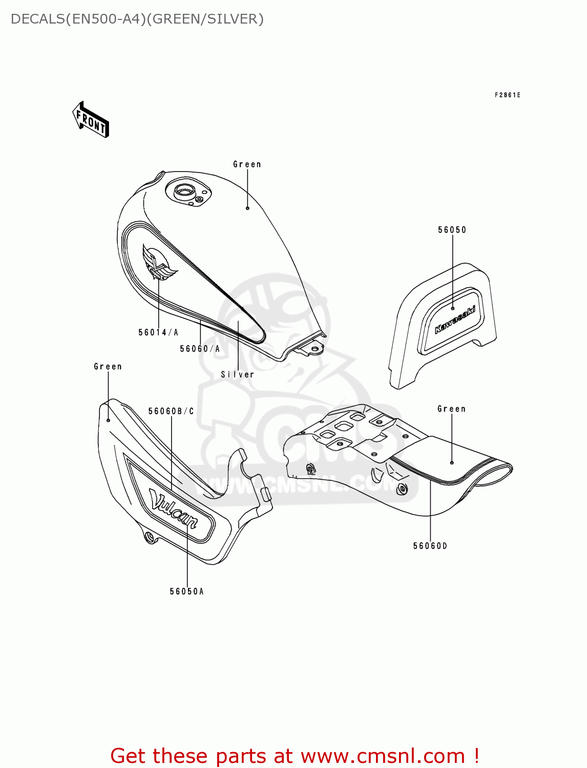 DECALS(EN500-A4)(GREEN/SILVER) EN500A4 VULCAN500 1993 USA CALIFORNIA CANADA