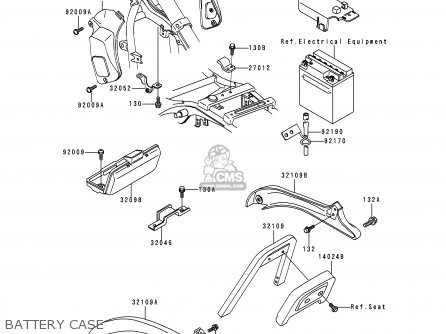 BATTERY CASE - EN500A4 VULCAN500 1993 USA CALIFORNIA CANADA