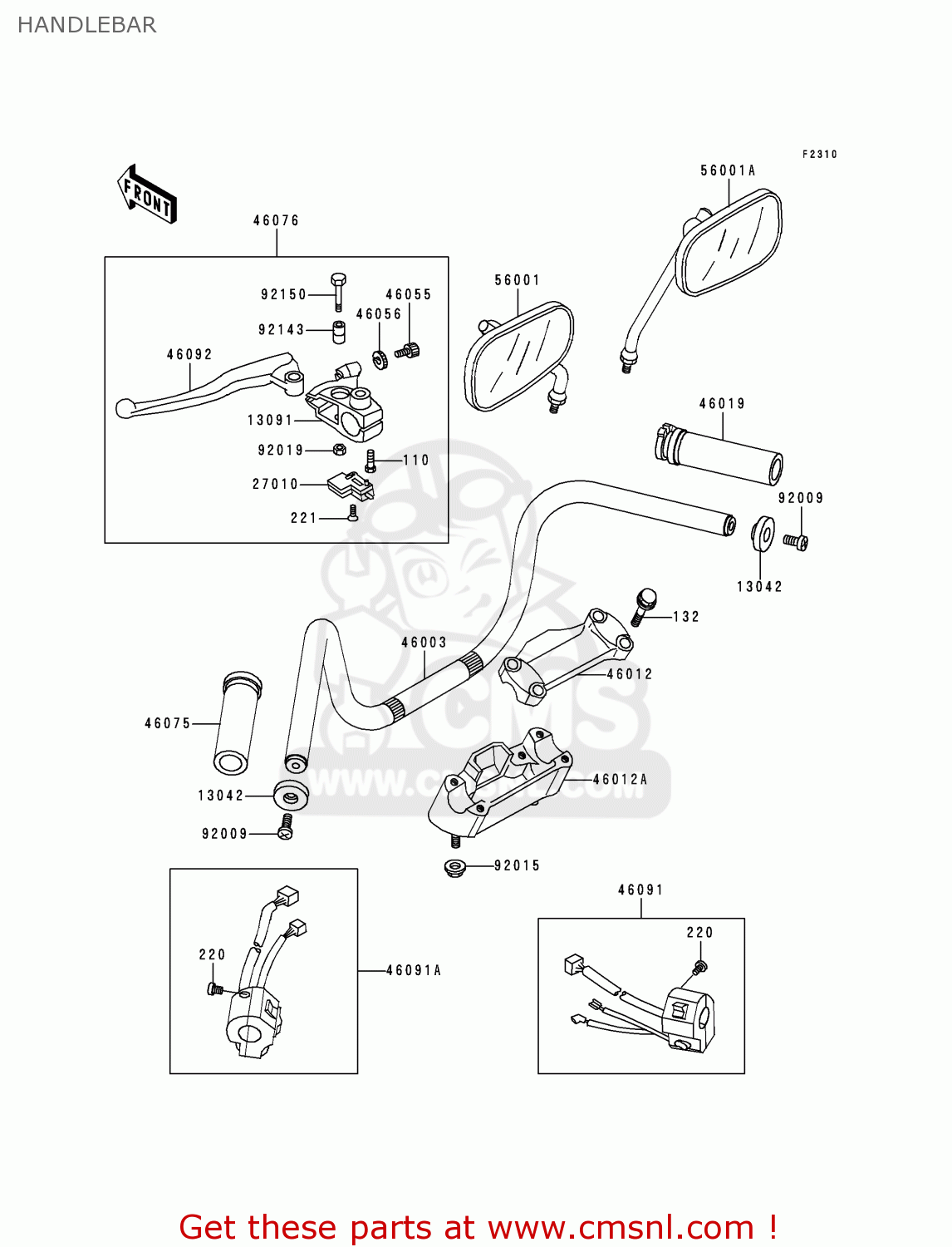 HANDLEBAR EN500A5 VULCAN500 1994 USA CALIFORNIA CANADA
