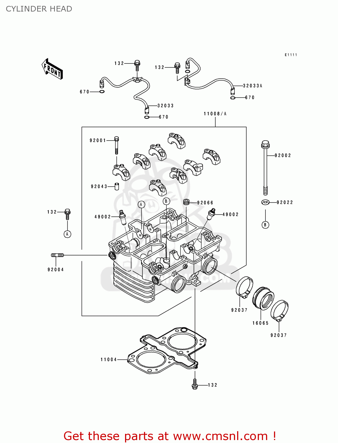 CYLINDER HEAD EN500A6 VULCAN500 1995 USA CALIFORNIA CANADA