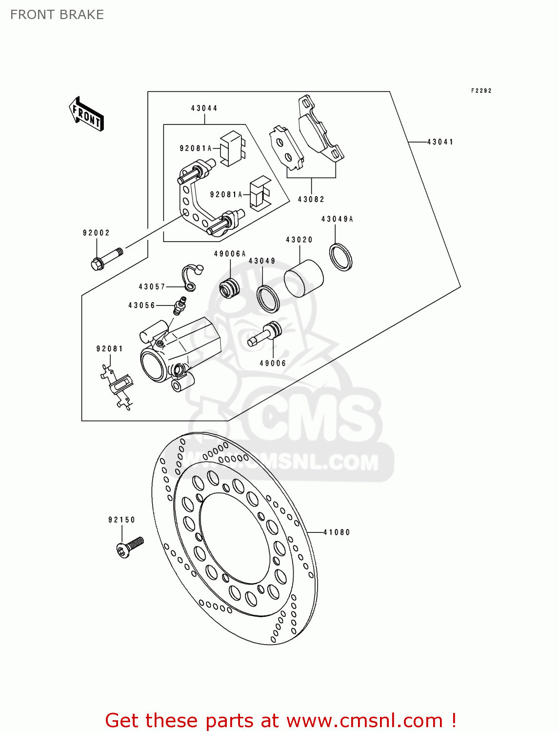 FRONT BRAKE EN500A6 VULCAN500 1995 USA CALIFORNIA CANADA