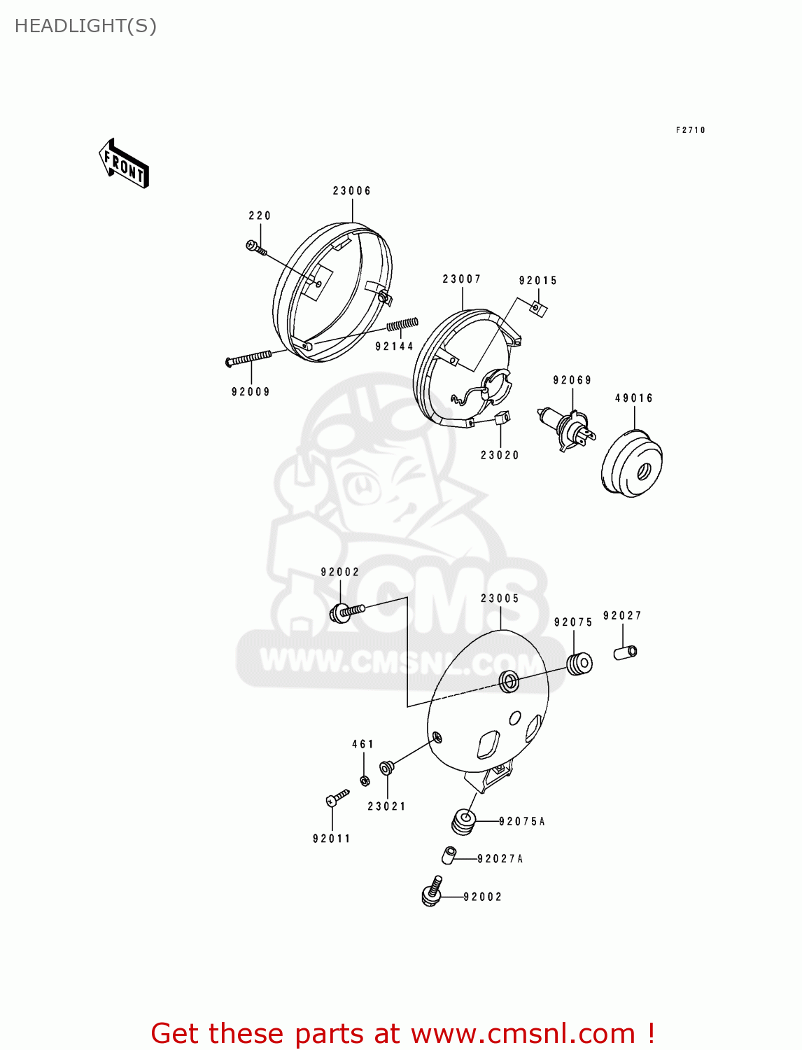 HEADLIGHT(S) EN500A6 VULCAN500 1995 USA CALIFORNIA CANADA