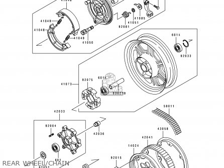 REAR WHEEL/CHAIN - EN500A6 VULCAN500 1995 USA CALIFORNIA CANADA
