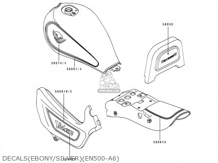 DECALS(EBONY/SILVER)(EN500-A6) - EN500A6 VULCAN500 1995 USA CALIFORNIA CANADA