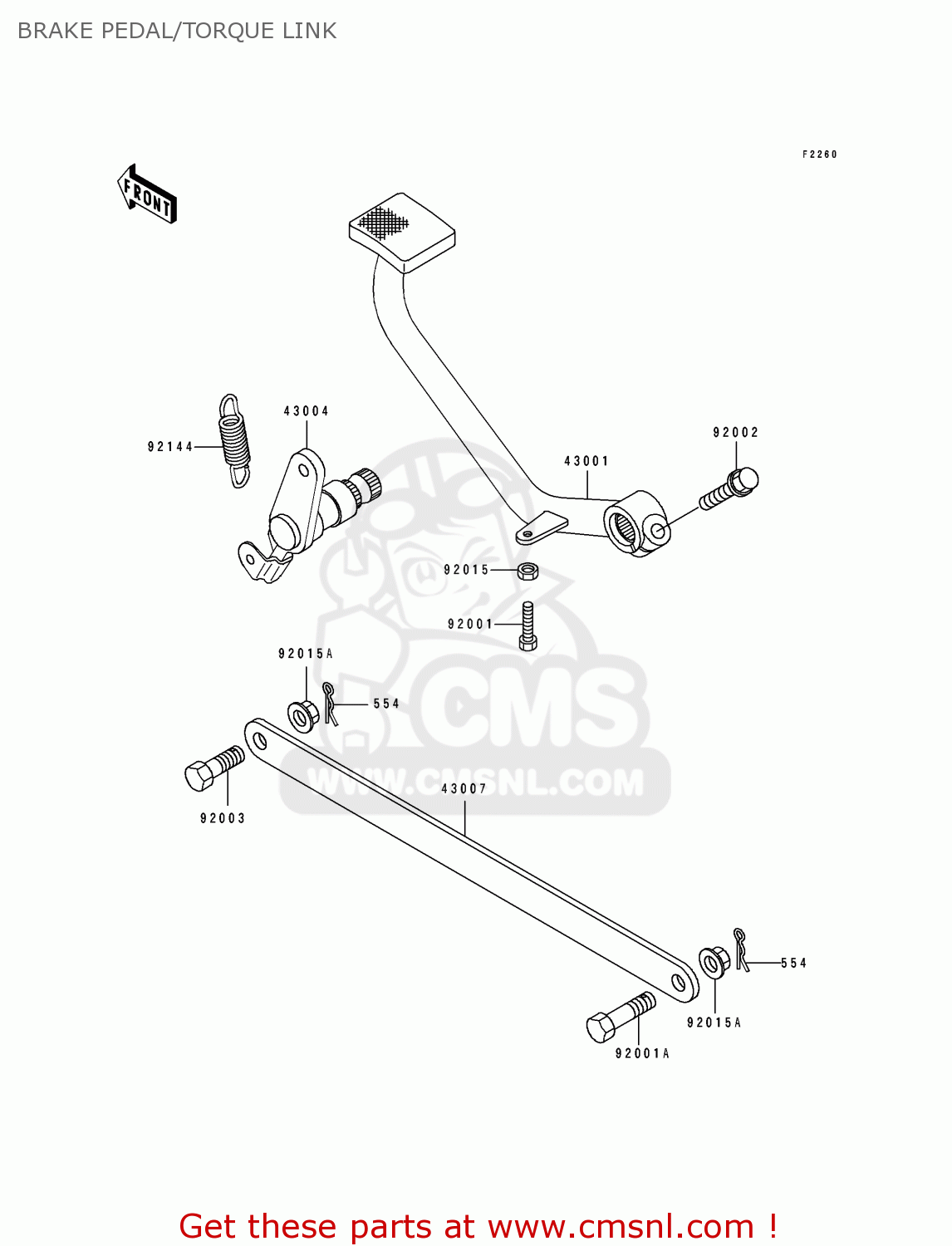 BRAKE PEDAL/TORQUE LINK EN500A7 VULCAN500 1996 USA CALIFORNIA