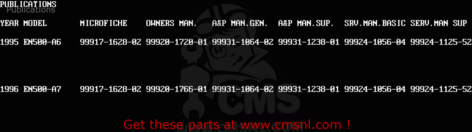 Publications EN500A7 VULCAN500 1996 USA CALIFORNIA