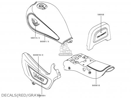 DECALS(RED/GRAY) - EN500A7 VULCAN500 1996 USA CALIFORNIA