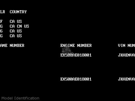 Model Identification - EN500A7 VULCAN500 1996 USA CALIFORNIA