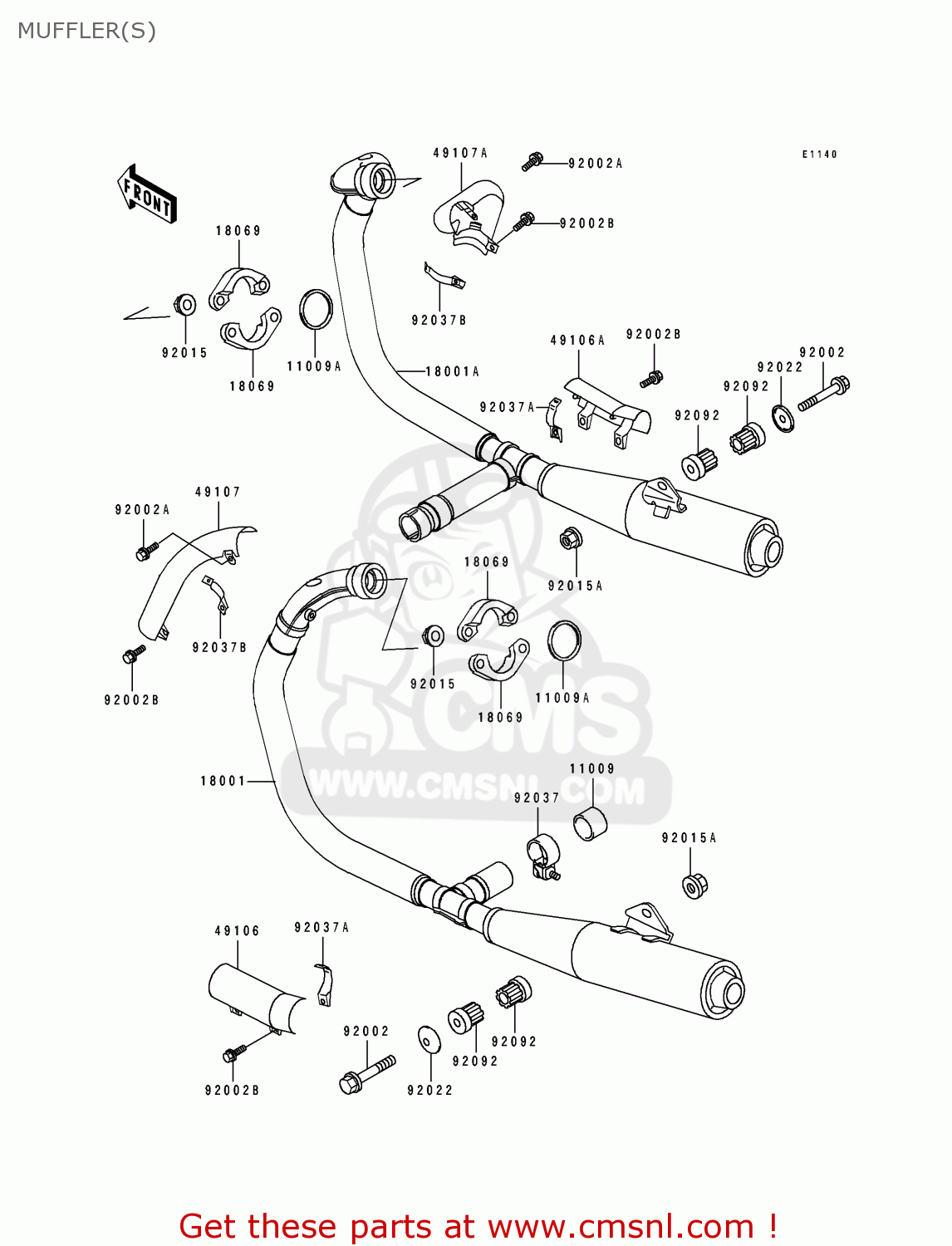 MUFFLER(S) EN500B1 1994 EUROPE UK FR NL AR FG GR IT NR SD SP ST
