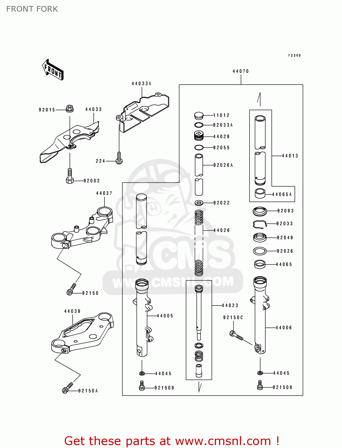 FRONT FORK EN500B1 1994 EUROPE UK FR NL AR FG GR IT NR SD SP ST