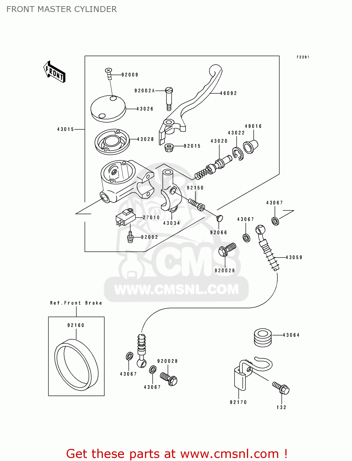 FRONT MASTER CYLINDER EN500B2 1995 EUROPE UK FR NL AR FG GR IT NR SD SP ST