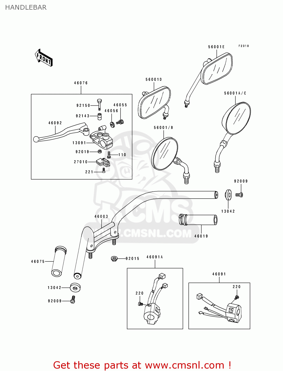 HANDLEBAR EN500B2 1995 EUROPE UK FR NL AR FG GR IT NR SD SP ST