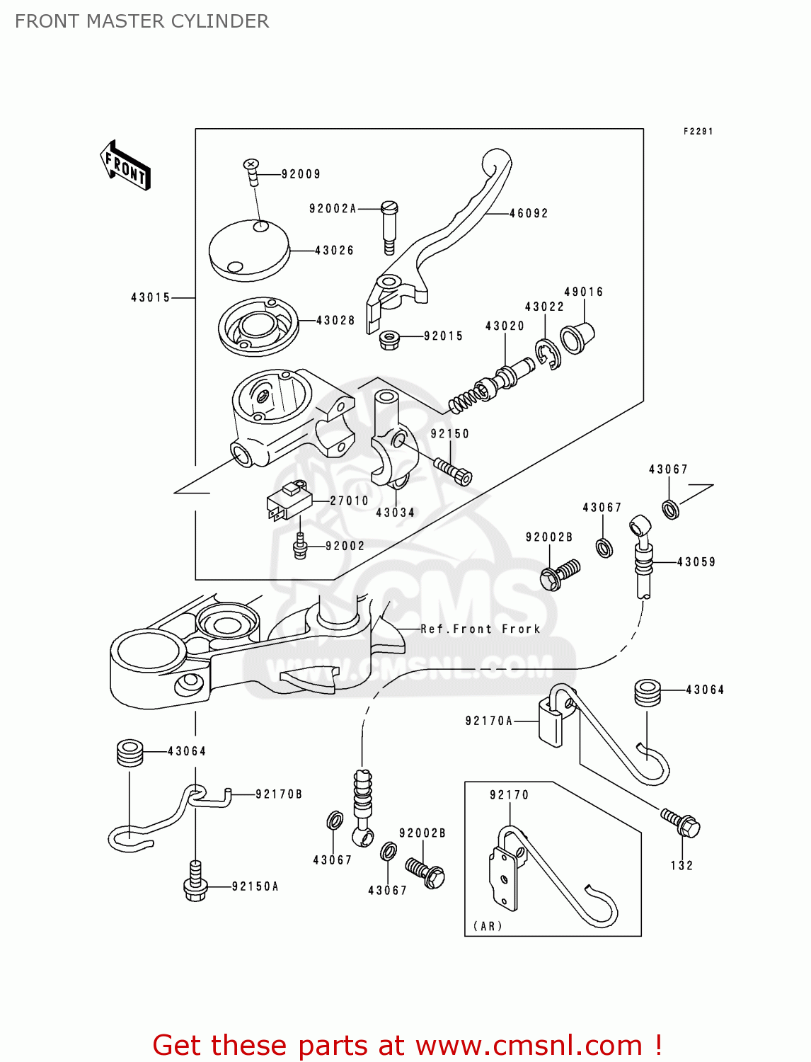 FRONT MASTER CYLINDER EN500C1 1996 EUROPE UK FR NL AR FG GR IT NR SD SP ST